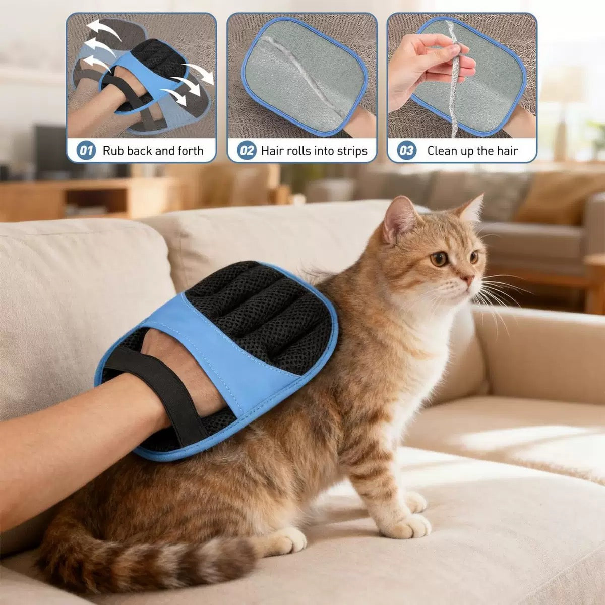 Magic Electrostatic Pet Hair Removal Glove (2-Pack）